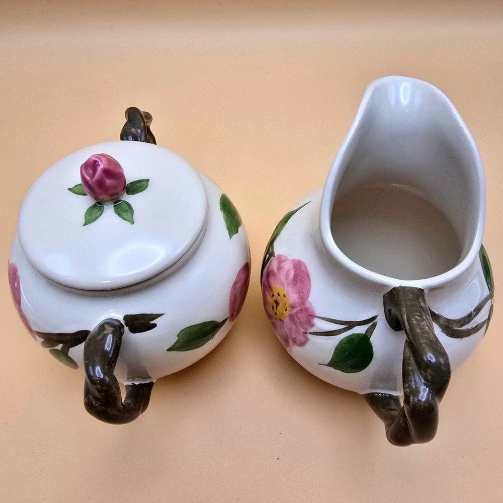 Franciscan Desert Rose Cream and Sugar Set Vintage Made in England Earthenware
